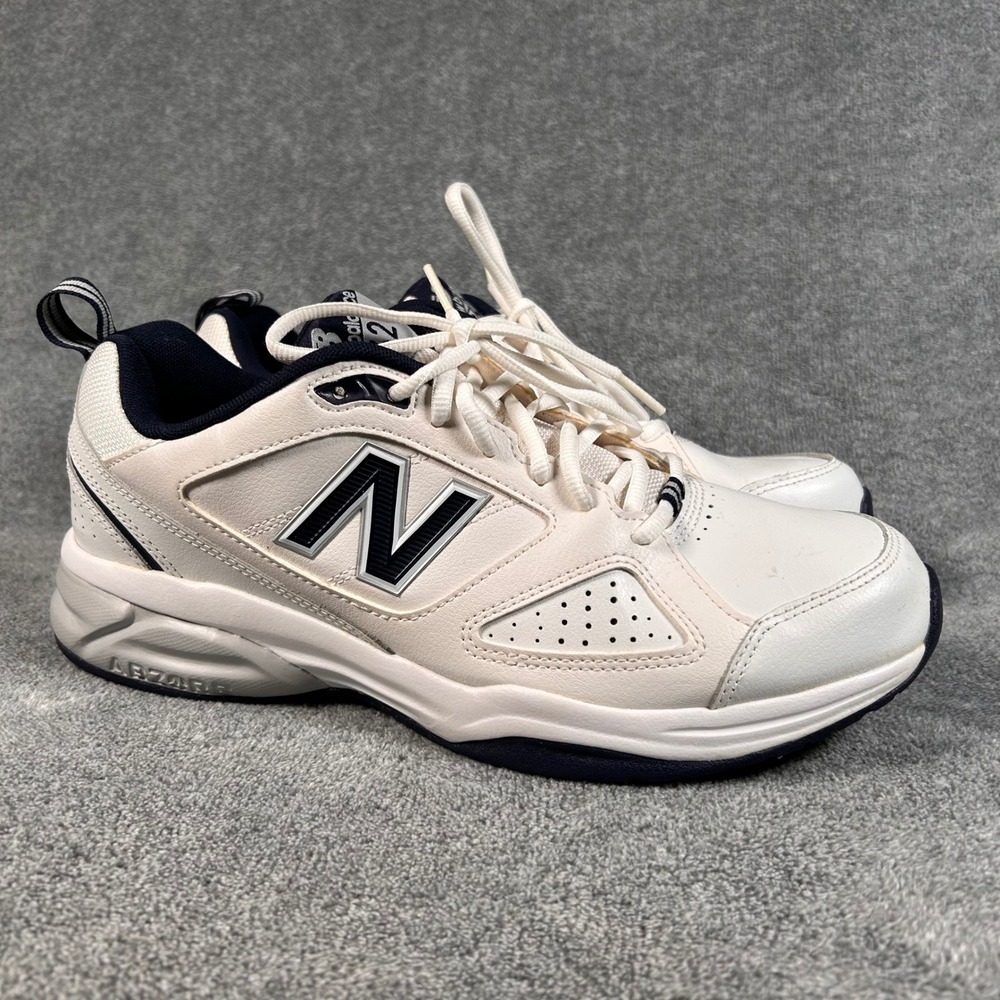 New Balance 623v3 Training Shoes Mens 10 D White Navy Leather Cross Trainer EUC